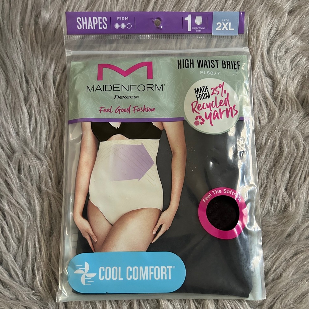 Maidenform Flexees High Waist Brief Shapewear Womens Size 2XL Black Soft